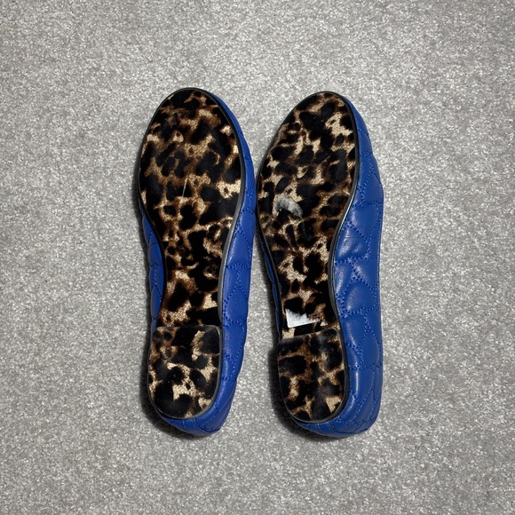 BNWOT Betsey Johnson blue leather heart quilt bejeweled elephant ballet flats - Picture 4 of 6